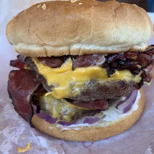 Double Pastrami Cheeseburger! Awesome Burger!