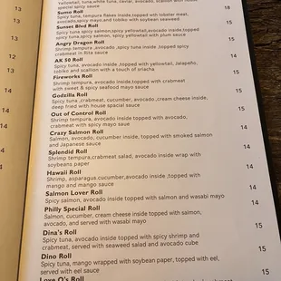 menu