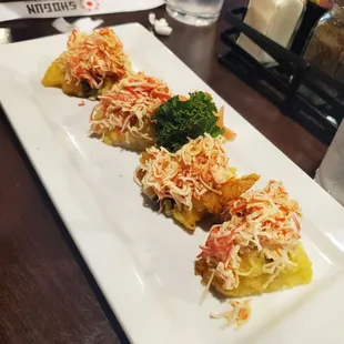 Upside down shrimp roll