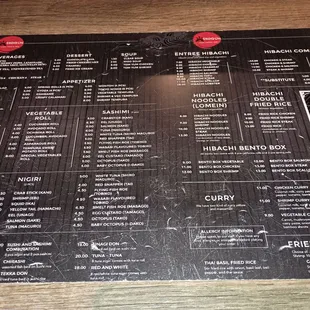 Menu as of 4/20/2024