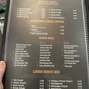 Lunch menu