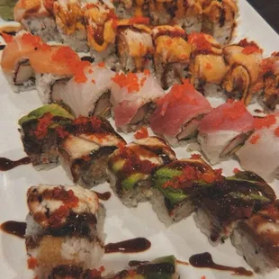 Hot Girl Roll, Rainbow Roll, Spicy Girl Roll, Dragon Roll