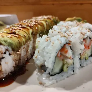 Delicious caterpillar and Cali roll