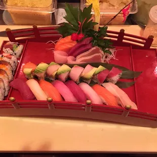 a platter of sushi