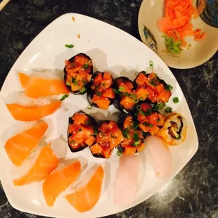 Nigiri - Salmon and White Tuna and Spicy Salmon