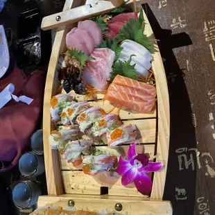 Spicy girl roll, Sunny Roll, Sashimi Deluxe.  All delicious!