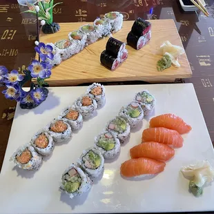 Alaskan Roll, Spicy Tuna Roll, California Roll, Tuna Roll &amp; Salmon Nigiri (lunch specials)