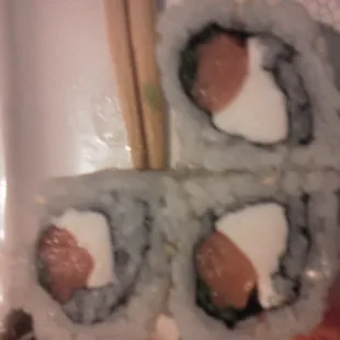 Philly roll with smoked salmon. There were six!