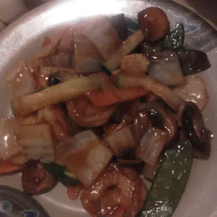 Shrimp and mushroom dish