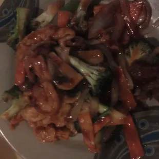 Triple wonder with shrimp, beef, and chicken