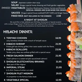 Hibachi  Menu