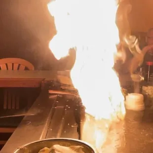 a fire in the kitchen