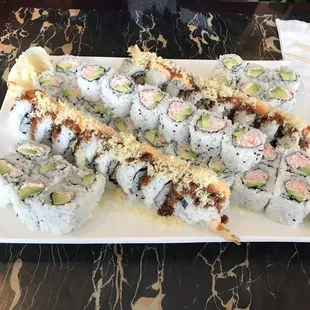 California rolls, king crab rolls and crunchy rolls!