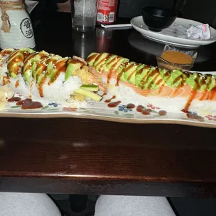 Green Dragon Roll and gold dragon roll with avocado