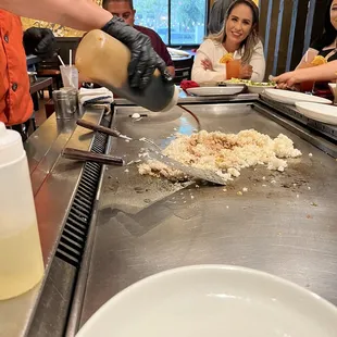 a group of people in a restaurant