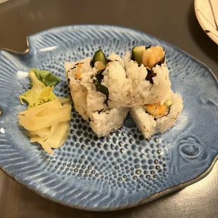 Yasai (Vegetable) Tempura Roll: Sweet potato tempura and cucumber