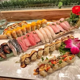 BMW Roll, nigiri, Fatty Yellowtail, super white, snow mountain roll, Shogun Roll, Mackerel, unagi,