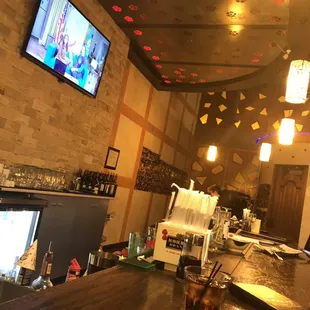 a bar with a television