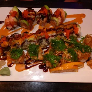 front to back - California Dynamite roll, Crazy Horse roll, Temptation roll