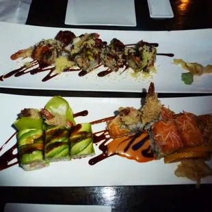 Top - Crunch Roll. Bottom - Yummy Roll, and Dancing Dragon Roll...all yummy!