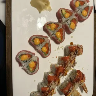 Sweet Heart Roll on top and Big Thunder Roll on bottom