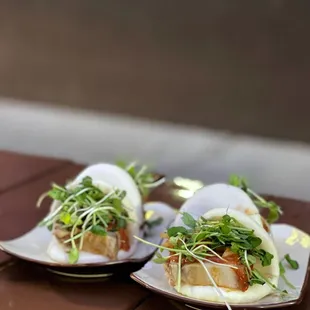 two plates of food on a table