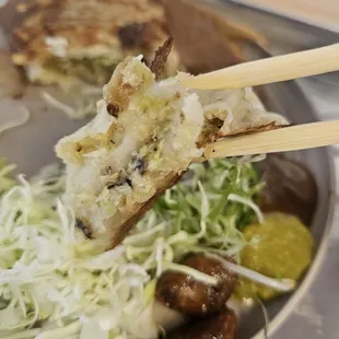 Inside the vegan gyoza. Absolutely phenomenal!