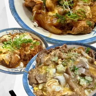 Oyako,katsu, and beef don.