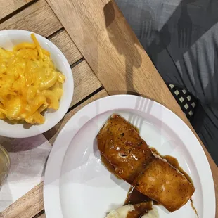 Teriyaki Glazed Salmon  With mashed potato&apos;s and Mac and cheese