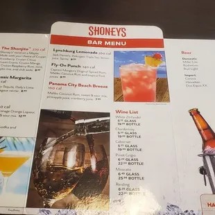 Bar menu