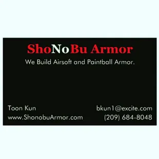 Shonobu Armor New Business Cards.