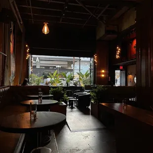 a dimly lit restaurant