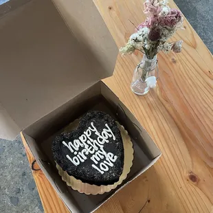 Custom cake for my partner's birthday. So moist and delicious. We ate it for a few days lol.