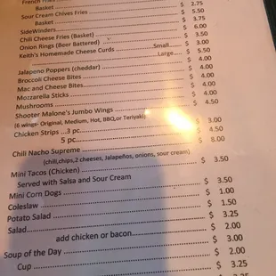 menu