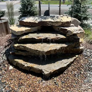 Waterfall outside of the patio