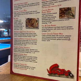 a menu for a restaurant