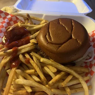 Cheese burger with Fries Yummy