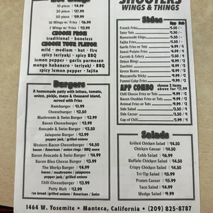sushi and sashimi, menu
