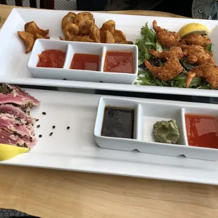 Ahi and Coconut Shrimp