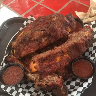 A rack of beef ribs. By far the best damn ribs I&apos;ve had!! You don&apos;t even need the bbq sauce, that&apos;s how good they are.