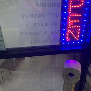 Hours on the door