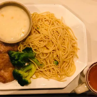 Chicken Steak - comes with soup, salad, Hong Kong style milk tea (comes unsweetened when you choose the hot version)