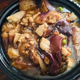 Salted Fish Eggplant Clay Pot