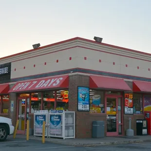 a car parked in front of the store