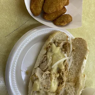 Turkey Stack Sub and jalapeño poppers