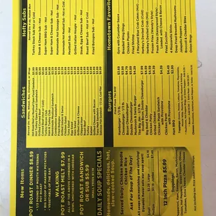 ows the price list for deli deli