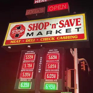 as prices at a gas station