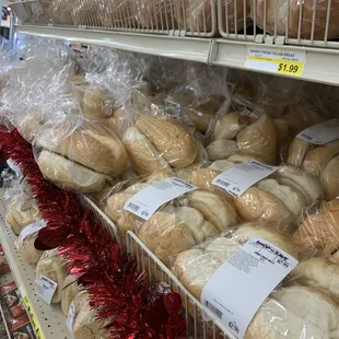 a variety of breads in a store