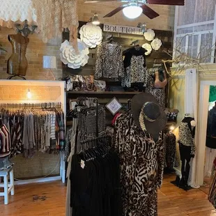 Wall of leopard and animal prints.