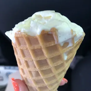My daughter&apos;s delicious vanilla cone (after she&apos;d eaten some)